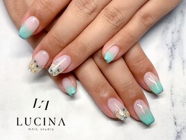 H-638ブルー押し花ネイル