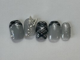 斜めチェックブルーラメ¥8000