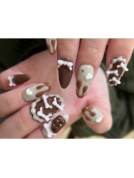 バレンタインネイル・リボン