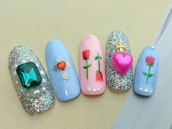 ネイルサロン ティディ(TIDY)/春ネイル/パステルフラワー