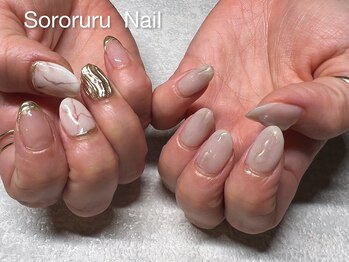 ソロルル ネイル(Sororuru Nail)/大理石&ミラーうねうねデザイン