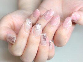 ジェル◆水滴ピーチネイル