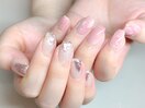 ジェル◆水滴ピーチネイル