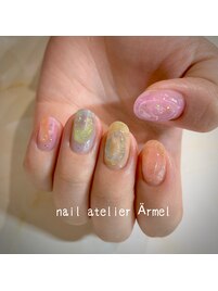 透明感ぷっくりネイル