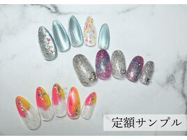 ガラスネイル×夏ネイル定額