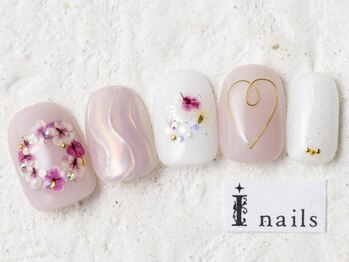 アイネイルズ 新宿店(I nails)/押し花ハートワイヤー