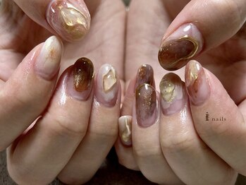アイネイルズ 渋谷店(I nails)/ブラウンニュアンスゴールド