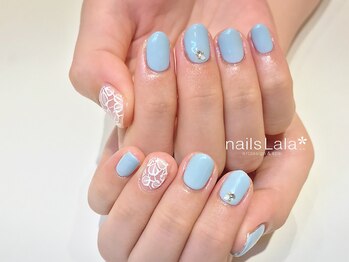 ネイルズ ララ(nails Lala)/爽やかレースネイル