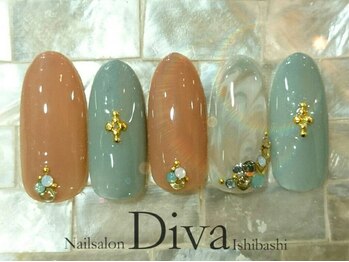 ネイルサロンディーバ 石橋店(Diva)/スケルトン×ピーコック ¥7700