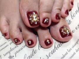 赤ワンカラーフットネイル