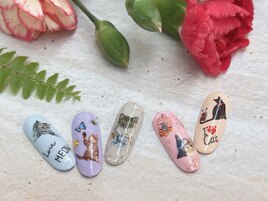 猫ちゃんアートネイル4600円