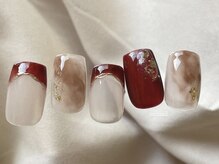エムドットネイル 池袋(m.nail)/ボルドー×ブラウンニュアンス