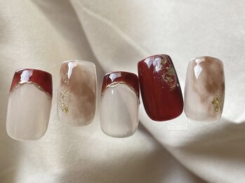 エムドットネイル 池袋(m.nail)/ボルドー×ブラウンニュアンス