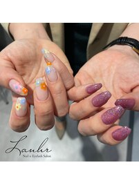 フラワー&ラメネイル