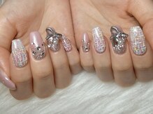 ネイルサロン ジョアアンジェ 天王寺店(joie ange)/ツイード/春/ピンク/リボン