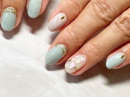 ミントグリーン　シェル　ミラー