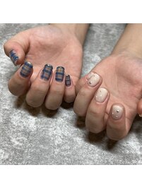 チェックネイル♪アシンメトリー