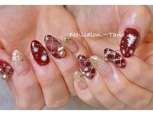 上品さと季節を楽しむNail★赤とチェックでゴージャズで気分UP◎