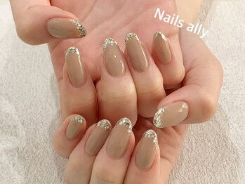 ネイルズアリー 立川店(Nails ally)/ラメフレンチ×シアーカラー