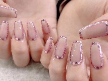 プライズアイリス アイラッシュ 池袋東口店(prize Iris eyelash)/囲みピンクホロネイル