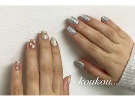 チェック　マーブル花