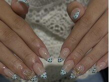 ネイルアヴァンス 京橋店(Nail AVANCE.)/フレンチドット×お花ネイル