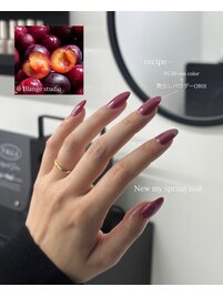プラム/ワンカラー/春ネイル
