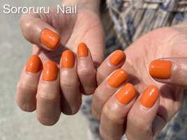 夏オレンジワンカラーネイル