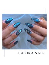 ツキカドットネイル(tsukika.nail)/深みブルーマグネット