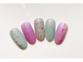 ブラウ ネイル パーティー(Blau Nail Party)/12月の定額ジェルネイル￥11000