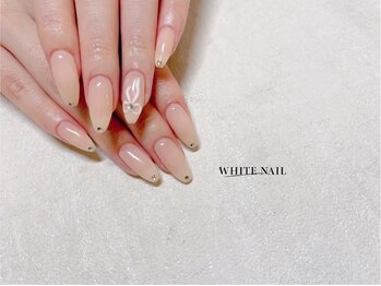 ホワイトネイル(WHITE NAIL)/リボンネイル/オフィス/持ち込み