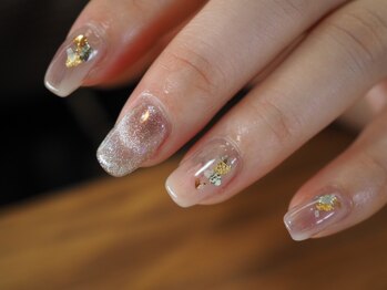 ネイルサロン ユーズ(USE.)/マグネットフレンチ被せミラー