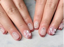 ネイルサロン ジョアアンジェ 天王寺店(joie ange)/ミラーフレンチ/ピンクネイル