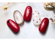 バブル シュガー バイ ネイルクローネ(bublle sugar by.nail crone)/赤ハートネイル