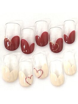 ネイルサロン クイール 小山店(NAIL SALON QUILL)/ハートフレンチ＋ラメライン