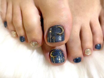 アミュリー ネイル アトリエ(Amury nail atelier)/ネイビー ギャラクシー スタッズ