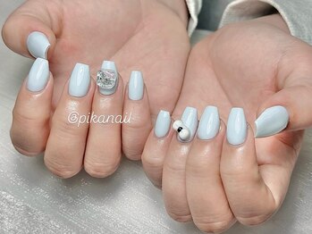 ピカネイル 上野 御徒町(Pika Nail)/透明感ブルー美爪ネイル