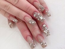 ダブルネイル(Double Nail)/(菅家)ストーンラメグラデ