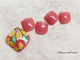 手書き花柄Footネイル