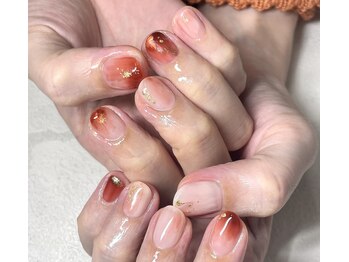 透け感赤茶ニュアンス