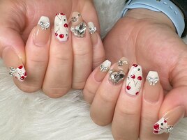 さくらんぼ/手描き/ハート