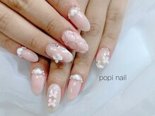 ポピネイル アカバネテン(popi nail)の雰囲気（リボン/ネイル/韓国/ハート/白/ピンク/ワンホン/フィルイン/赤羽）