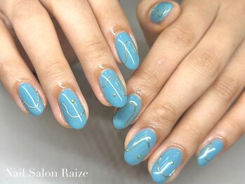 ライズ 本町店(Raize)/夏/青ネイル/ミラーネイル