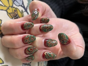 ブランシュ 藤沢(Blanche)/オーダーメイドネイル 赤&緑