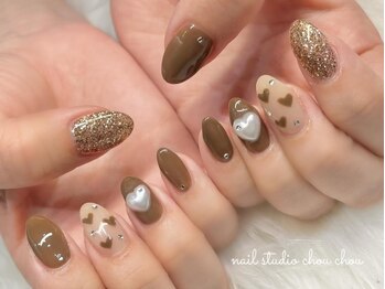 ネイルアンドアイラッシュスタジオ シュシュ(chouchou)/バレンタインネイルチョコカラー