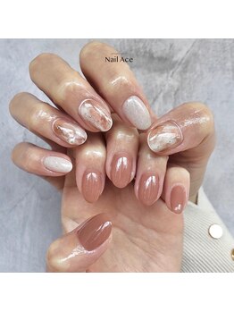 ネイルエース(Nail Ace)/綺麗めアシメネイル