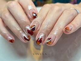 秋ネイル　インク　シンプル