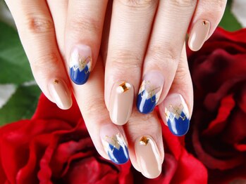 クリスタルネイル イオンモール広島府中店(CRYSTAL NAIL)/ブルー×アーガイル