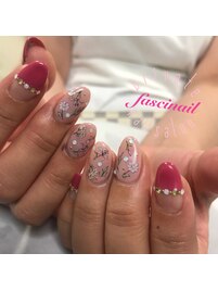 ガーリーフラワーネイル