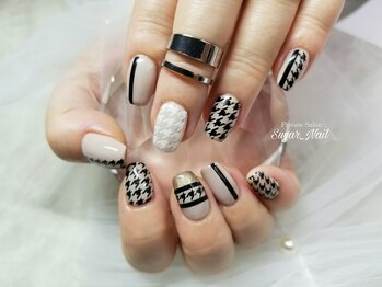 シュガーネイル(sugar nail)/千鳥格子ネイル